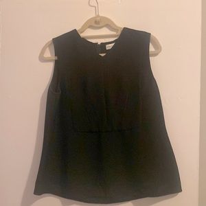 Scanlon Theodore black structured top with suit piping on the front